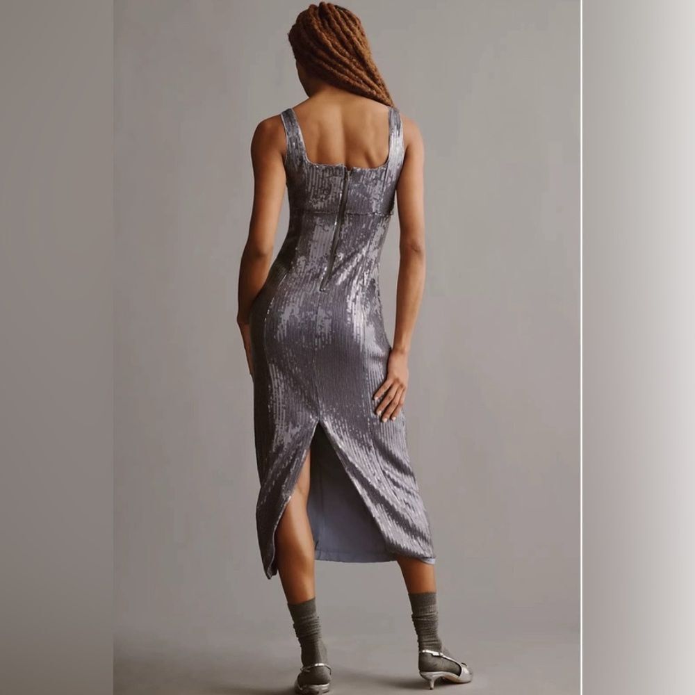 Anthropologie Pilcro Sequin Slim Midi slip Dress in a lavender color. NWT medium - Picture 2 of 11